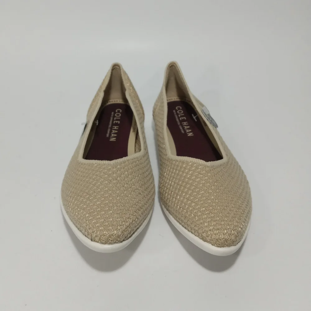 COLE HAAN Women's Springfeel Stitchlte Ballet Flats Skimmer Shoe Beige Size 5.5